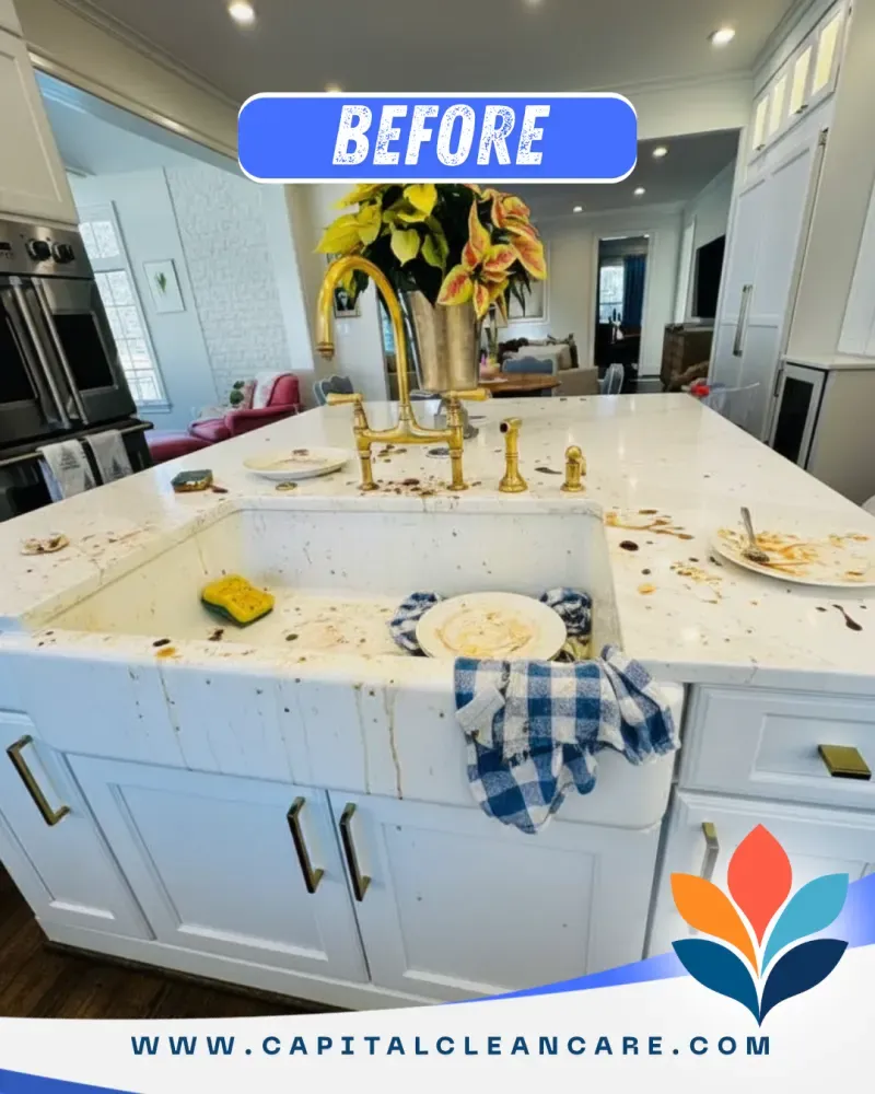 Kitchen — Island before cleaning